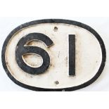 Southern Railway cast iron Mile Marker plate no 61 (or 19). Unrestored.