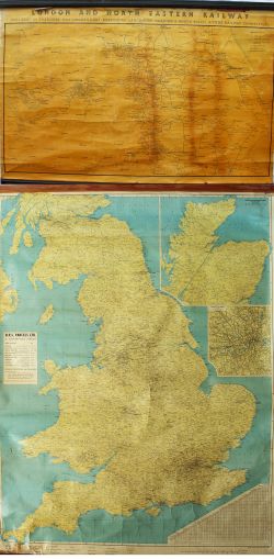 A pair of rolled Maps on wooden batons, both printed by George Philip & Son comprising: LNER