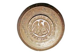 Highland Railway Company Button Die. Small, heavy device 1.75in high with a relief of the 25mm