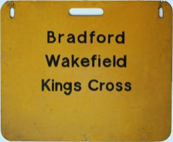 BR Carriage Destination board Bradford - Wakefield - Kings Cross. Hardboard with cut-out apertures