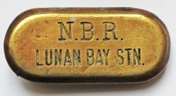 North British Railway brass Cashbag Plate N.B.R. LUNAN BAY STN. Closed in 1964, the station was