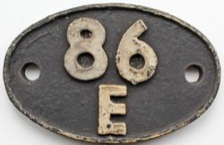 Shedplate 86E Severn Tunnel Junction 1950-1968. Swindon casting marks on rear. A real gem, exactly