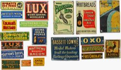 Bassett Lowke O Gauge Advertising Signs, quantity 21 to include Spratts; Nestles; Lux; Colman’s;