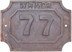 West Riding & Grimsby Railway Viaduct plate WR&GR 77. Unpainted.