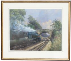 Original painting by Norman Elford GRA (1931 - 2007) of LNER A4 4-6-2 60009 Union of South Africa