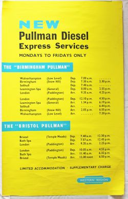 British Railways Western Region Poster New Pullman Diesel Express Services, double royal 25in x