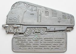 Warship plaque depicting D823. Cast at Swindon from class 42 scrap and limited to an issue of