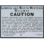 L&NWR fully titled cast iron Trespass Sign Euston Dec 1883, measures 26in x 19in.