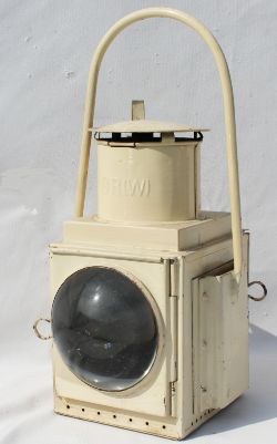 BR-W (GWR pattern) Loco Lamp complete with reservoir and a red shade.