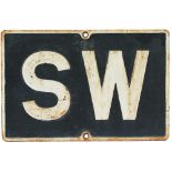 GWR Sound Whistle cast iron sign SW. Measures 29in x 19in.