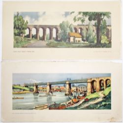 A pair of loose Carriage Prints comprising: Colne Valley Viaduct, Chappel, Essex by L.R.