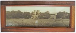 LMS sepia Carriage Print Rhuddlan Castle Flintshire mounted in an original mahogany carriage