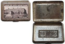 London & North Western Railway Greenore Hotel Vesta Tin with good image of the hotel on the lid.