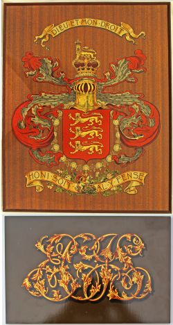 East Coast Joint Stock 1st class coach coat of arms transfer mounted on a wooden board measuring