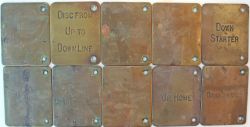 LMS brass Signalbox Lever Plates, quantity 10. All well polished with wear. A couple have original