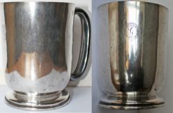 North British Railway silverplated 1 pint Tankard bearing the company crest on one side.