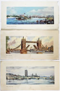 A trio of loose Carriage Prints comprising: London River Thames, King's Reach by Frank Mason; London