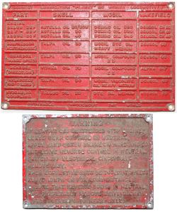 A pair of alloy internal plates ex F.C Hibberd Planet locomotive 4016. One measures 9in x 5.5in