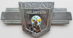 Leyland Atlantean bus badge. Measures 15in x 7.5in. Original bolts still fitted to rear. Extremely