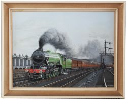 Original Gouache painting of London & North Eastern Railway A3 2547 Doncaster on a pre war express