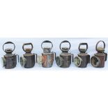 Assorted Handlamps qty 6 all having reservoirs and burners comprises: LMS Austerity, 2 BR, LNER/BR(