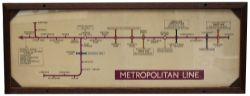 METROPOLITAN LINE Railway Carriage Panel Line Diagram. Shows the line from Aldgate, Liverpool Street