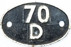 Shedplate 70D Basingstoke 1950-September 1963 then Eastleigh closed to steam July 1967. The ex