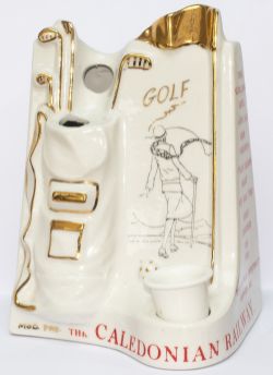 Caledonian Railway porcelain pen and ink stand, advertising Golf with the following on the side