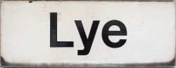 British Railways platform station sign LYE from the former Great Western Railway station between