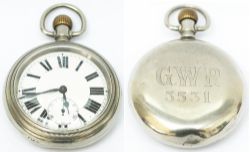 Great Western Railway pre grouping nickel cased pocket watch with a Swiss movement, top wound and