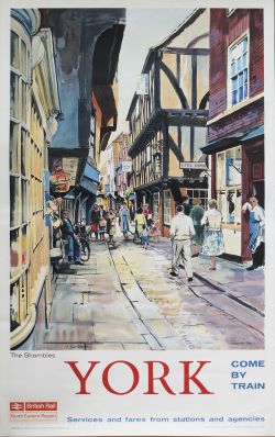 Poster BR(NE) YORK THE SHAMBLES by A. Carr Linford. Double Royal 25in x 40in. In very good