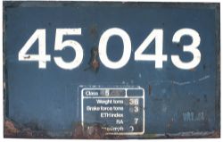 Diesel locomotive flamecut cabside panel 45043 ex British Railways Diesel originally numbered D58