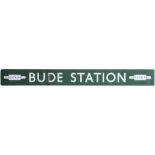BR(S) FF enamel station fascia sign. BUDE STATION with two Southern totems either end. From the