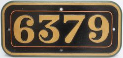 GWR cast iron cabside numberplate 6379 ex Churchward 2-6-0 built by Robert Stephenson & Hawthorn Ltd