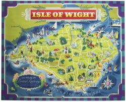 Poster BR(S) ISLE OF WIGHT GO THERE BY TRAIN by Reginald Lander issued in 1961-64. Quad Royal 50in x