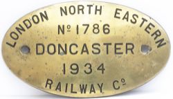 Worksplate LONDON NORTH EASTERN RAILWAY CO DONCASTER No 1786 1934 ex Gresley 02 2-8-0 numbered