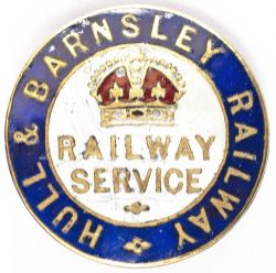 First World war service badge Hull & Barnsley Railway. Circular enamelled brass 1in diameter with