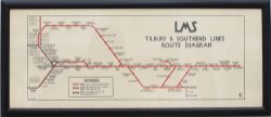 Carriage print LMS TILBURY & SOUTHEND LINES ROUTE DIAGRAM. Drawn by George Dow in 1935. Framed and