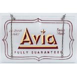 Avia glass advertising hanging sign. AVIA FULLY GUARANTEED 15-JEWEL LEVER SWISS MADE. In good