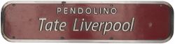 Nameplate TATE LIVERPOOL ex British Railways Virgin Class 390 Pendolino numbered 390006. Formerly