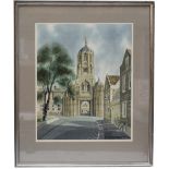 Original watercolour artwork CHRISTCHURCH COLLEGE, OXFORD by carriage print and poster artist Ronald