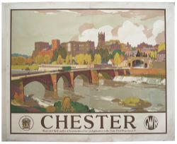 Poster GWR CHESTER by Leonard Squirrell. Quad Royal 50in x 40in in good condition, mounted on rice