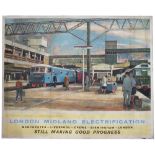 Poster BR(M) LONDON MIDLAND ELECTRIFICATION STAFFORD STATION E3005 by Greene. Quad Royal 50in x