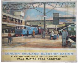 Poster BR(M) LONDON MIDLAND ELECTRIFICATION STAFFORD STATION E3005 by Greene. Quad Royal 50in x