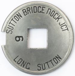 Tyers No6 aluminium single line tablet LONG SUTTON - SUTTON BRIDGE DOCK JCT. From the former M&GN