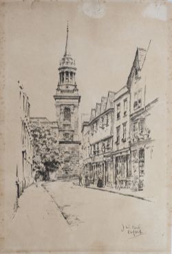 Original artwork in pencil on paper OXFORD by J W King for the Great Western Railway Publicity