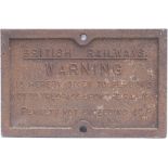 British Railways (Southern Region) cast iron TRESPASS sign. In good condition ready to be