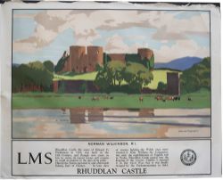 Poster LMS RHUDDLAN CASTLE by Norman Wilkinson. Quad Royal 50in x 40in. In very good condition