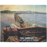 Poster BR(SC) TAY BRIDGE SEE SCOTLAND BY TRAIN by Terence Cuneo. Quad Royal 50in x 40in. In fair