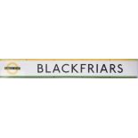 London Underground enamel station frieze sign BLACKFRIARS CIRCLE LINE. In very good condition with